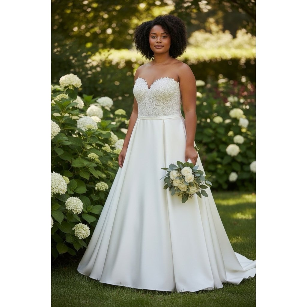 Stella York Wedding Dress 6092 Ballgown Ivory Lace Bodice Satin Button Train